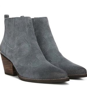 Sam Edelman Winona Western Ankle Bootie Suede Leather Gray Iris - 9